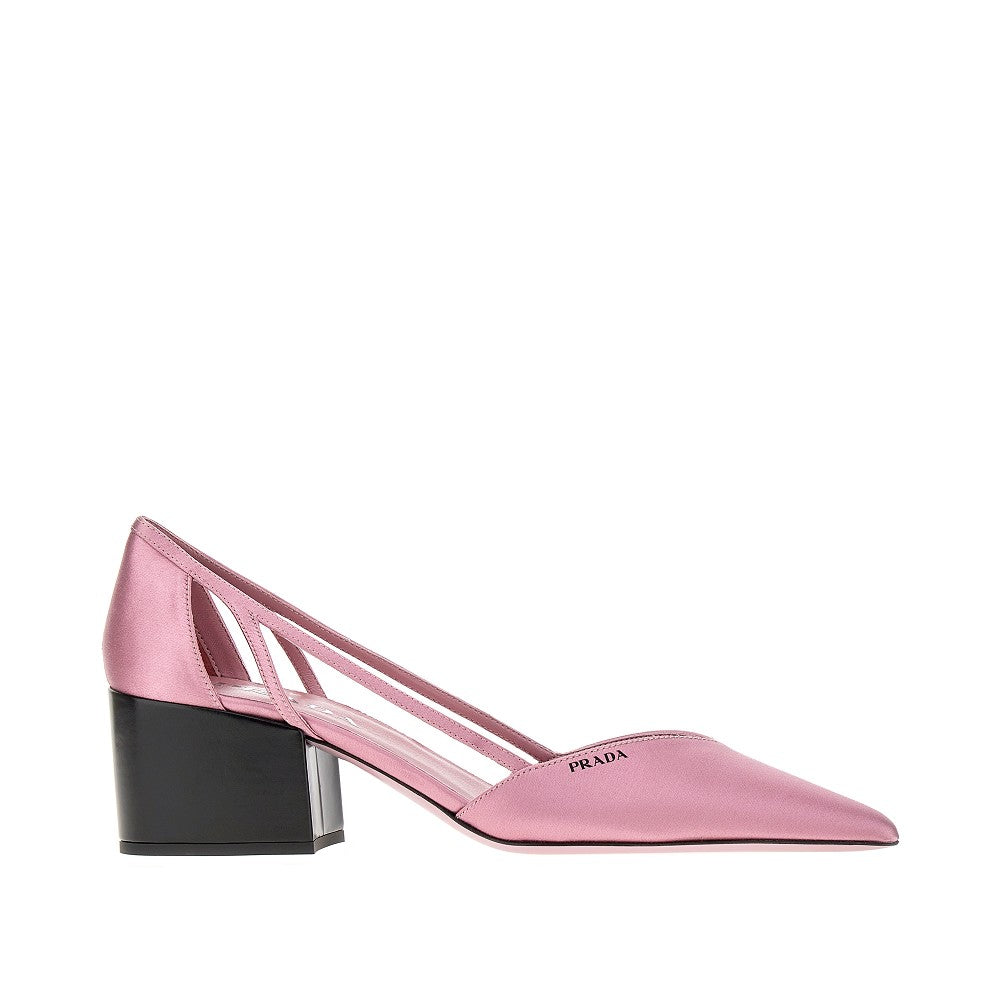 Satin pointed-toe pumps