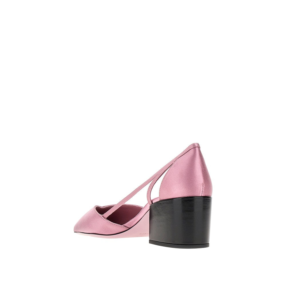Satin pointed-toe pumps