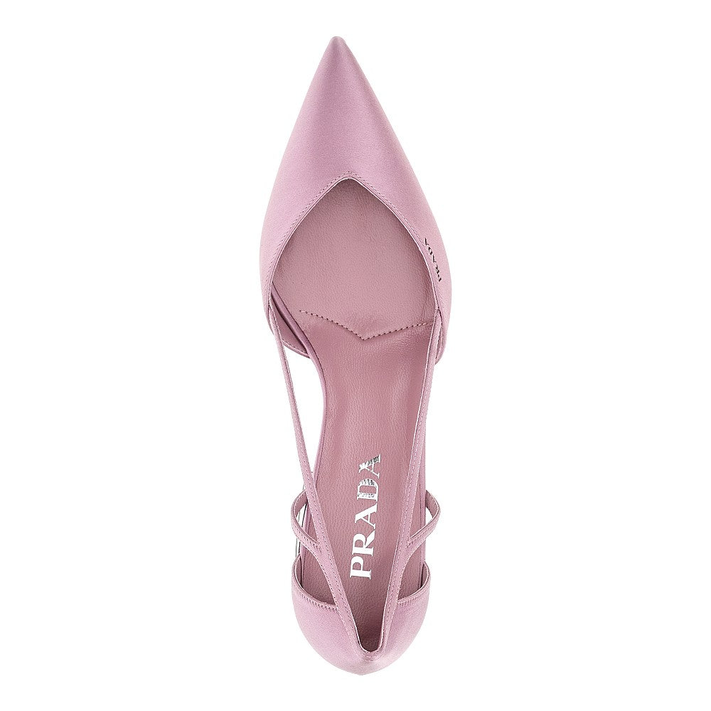 Satin pointed-toe pumps