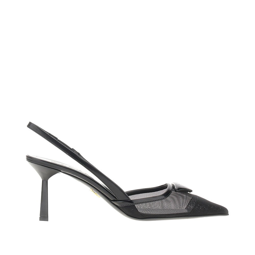 Mesh slingback pumps
