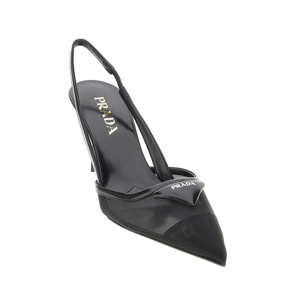 Mesh slingback pumps