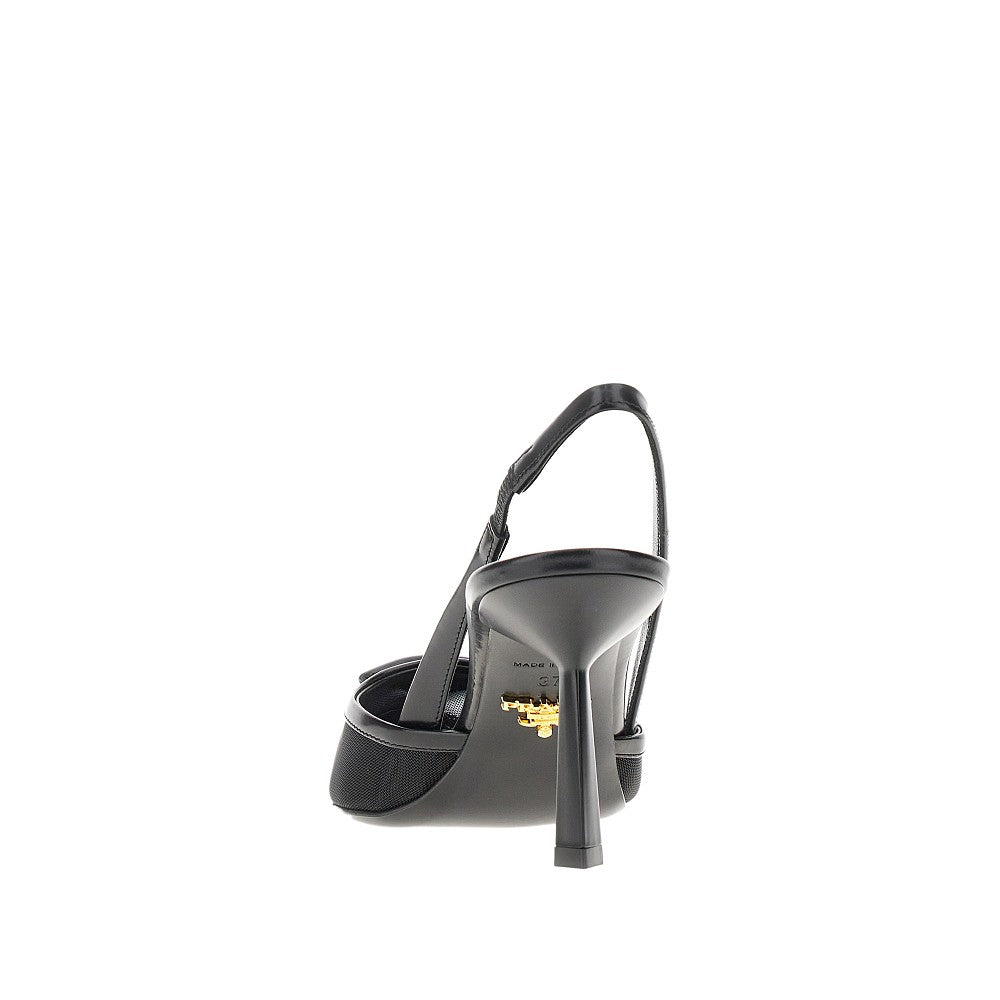 Mesh slingback pumps
