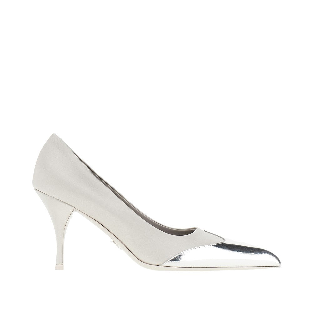 Satin and metallized leather pumps
