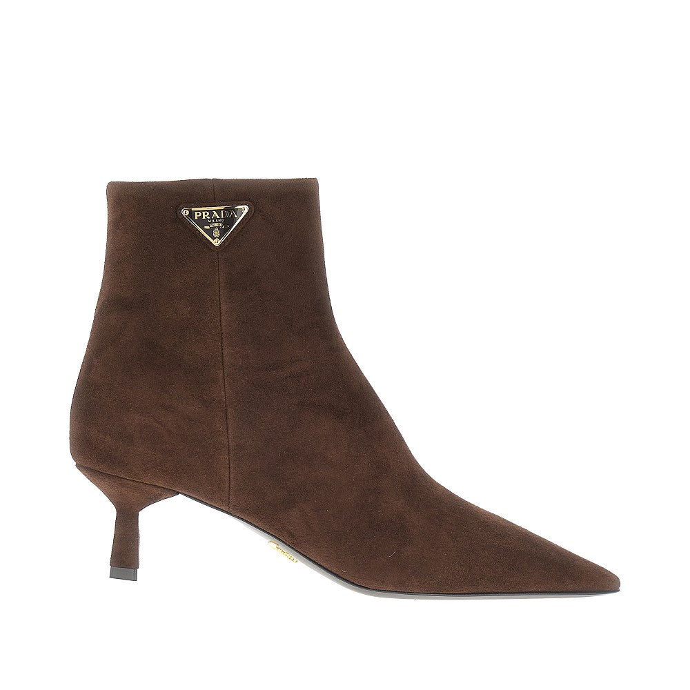 Suede leather boots with logo