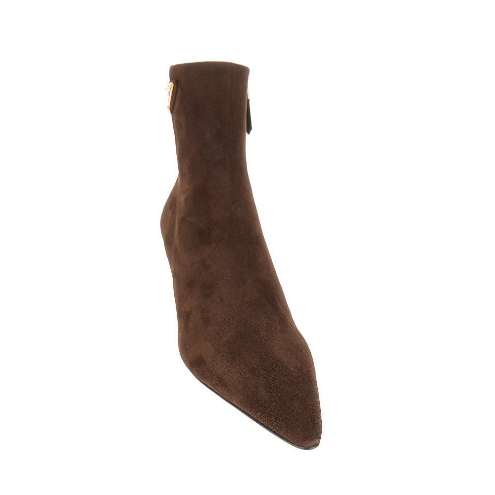 Suede leather boots with logo