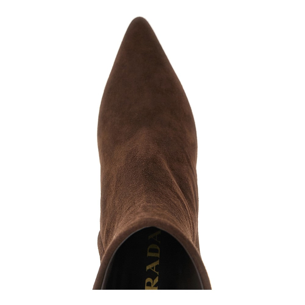 Suede leather boots with logo