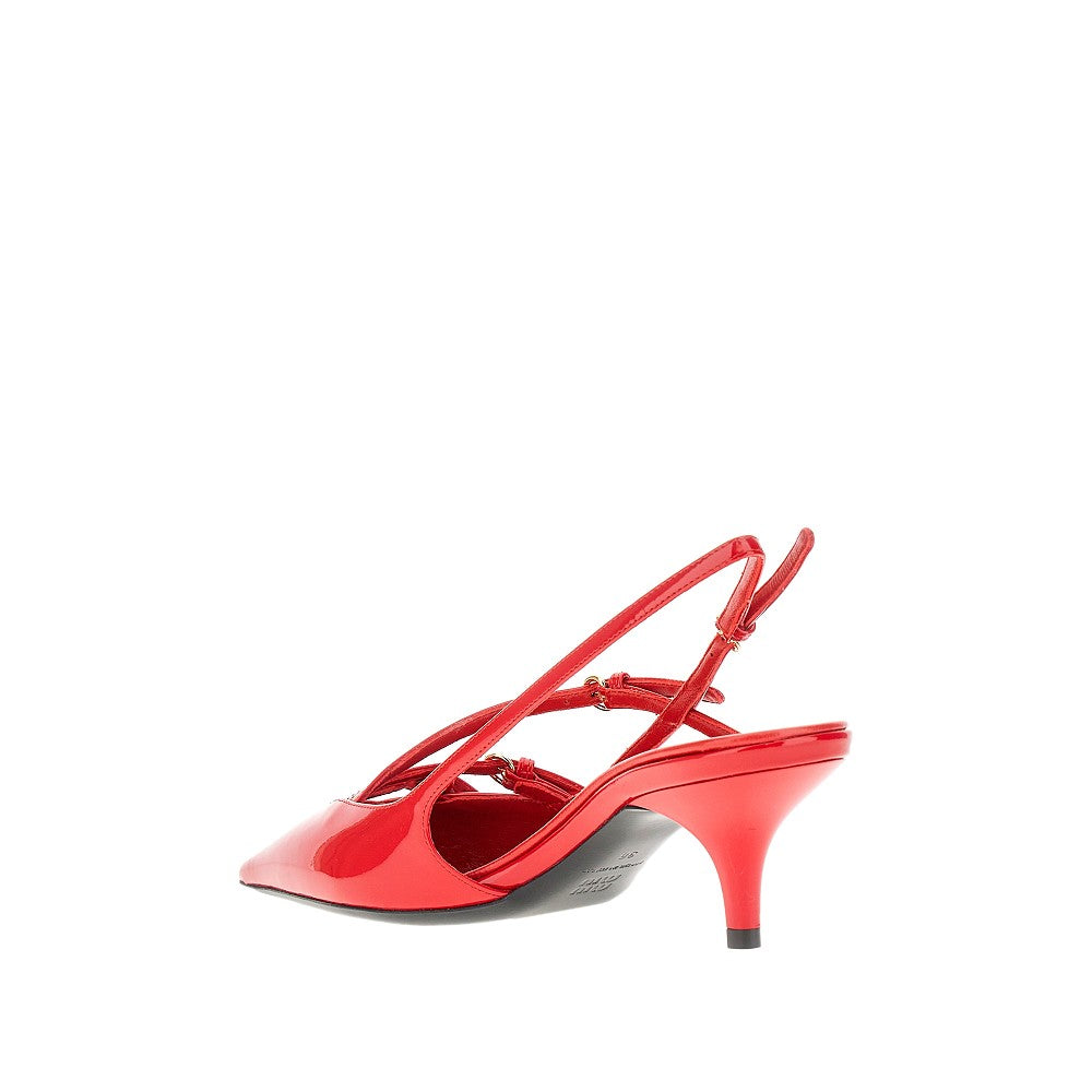 Patent leather slingback pumps with straps