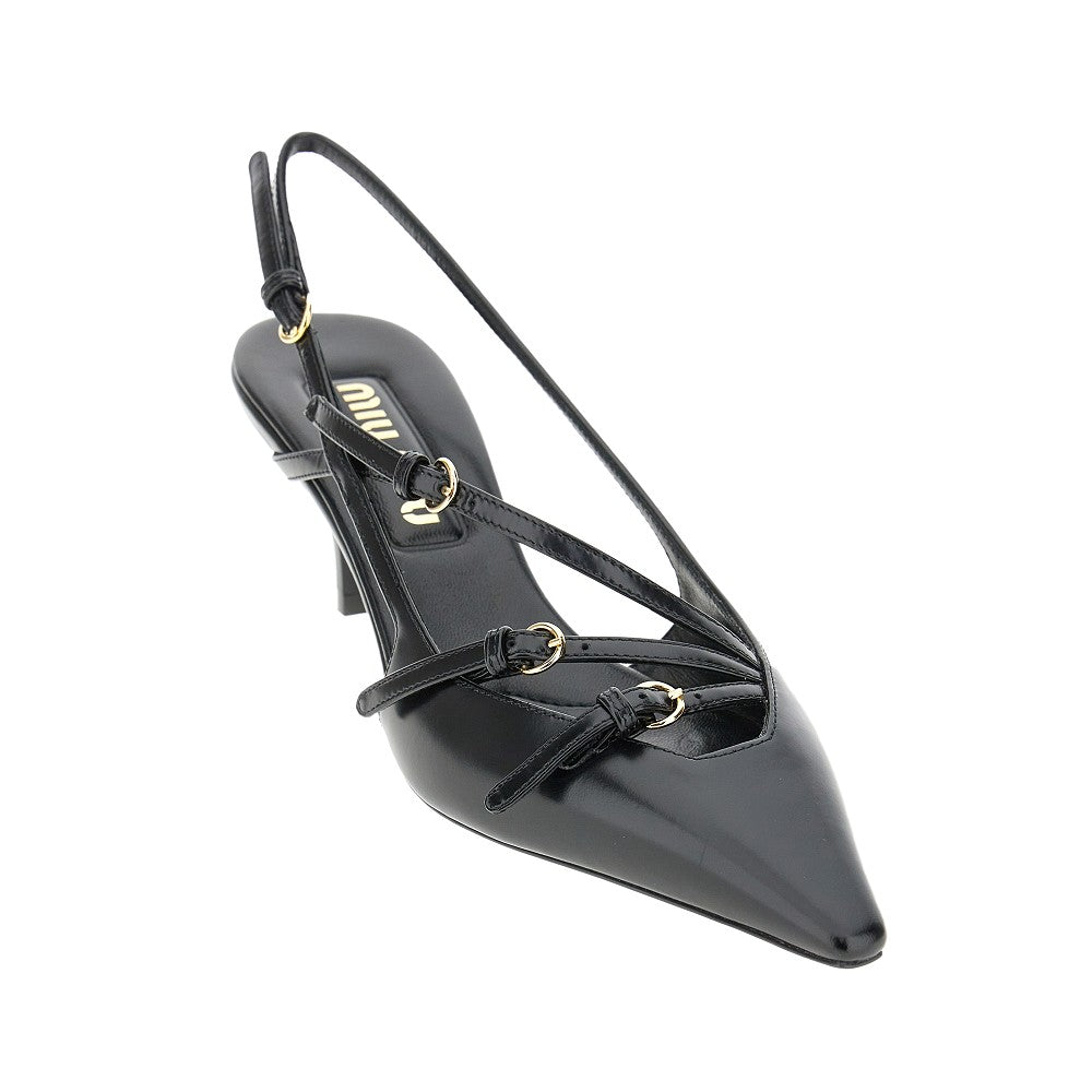 Slingback in pelle spazzolata