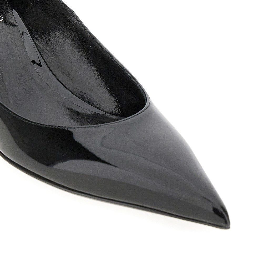 Patent leather pumps with ankle strap