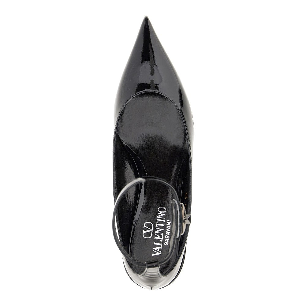 Patent leather pumps with ankle strap