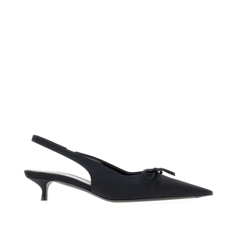 Satin slingback pumps with bow