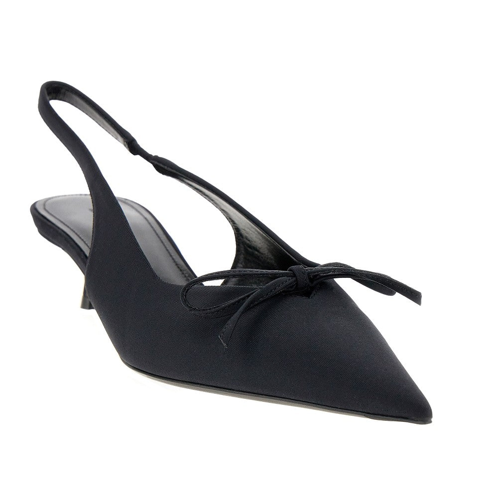 Satin slingback pumps with bow