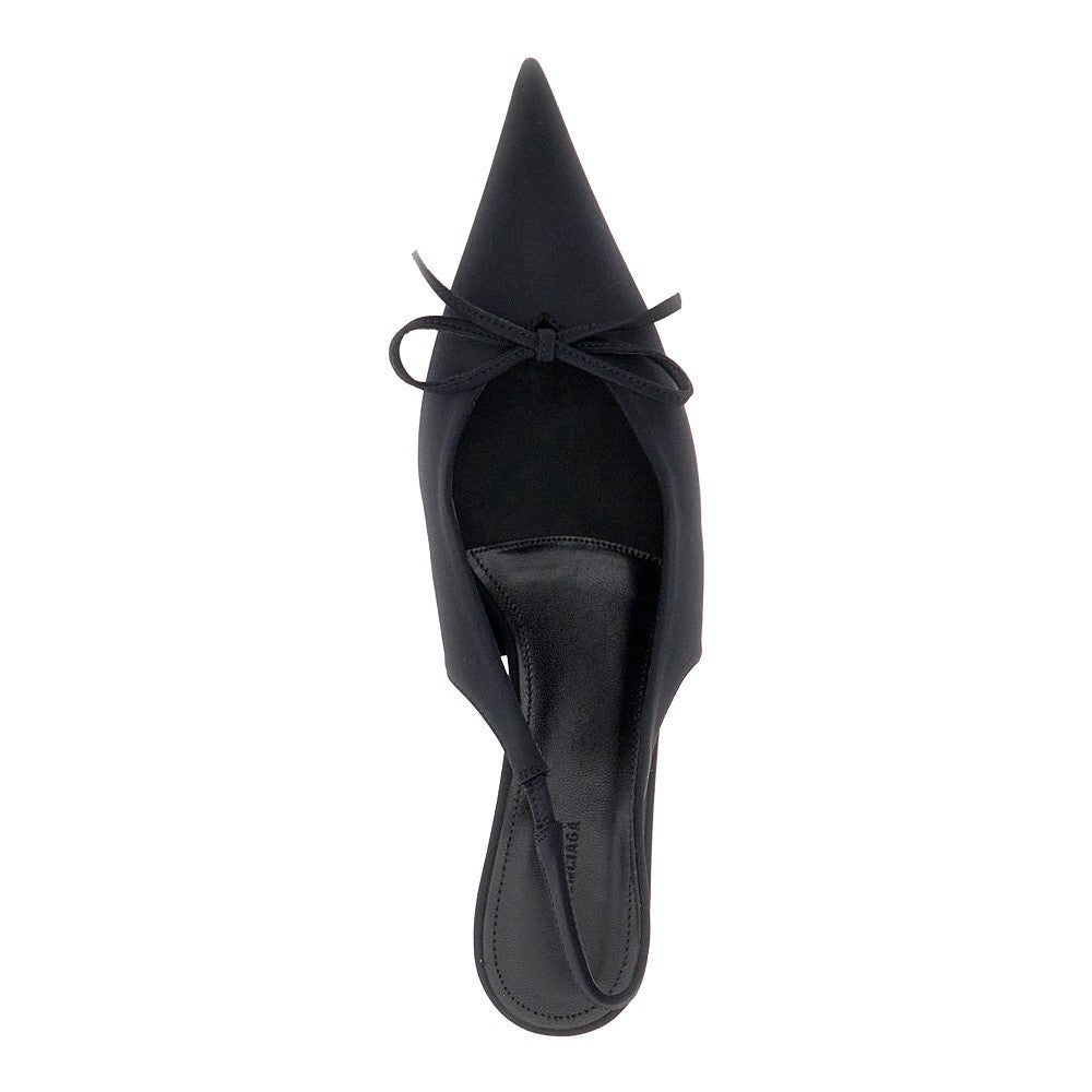 Satin slingback pumps with bow
