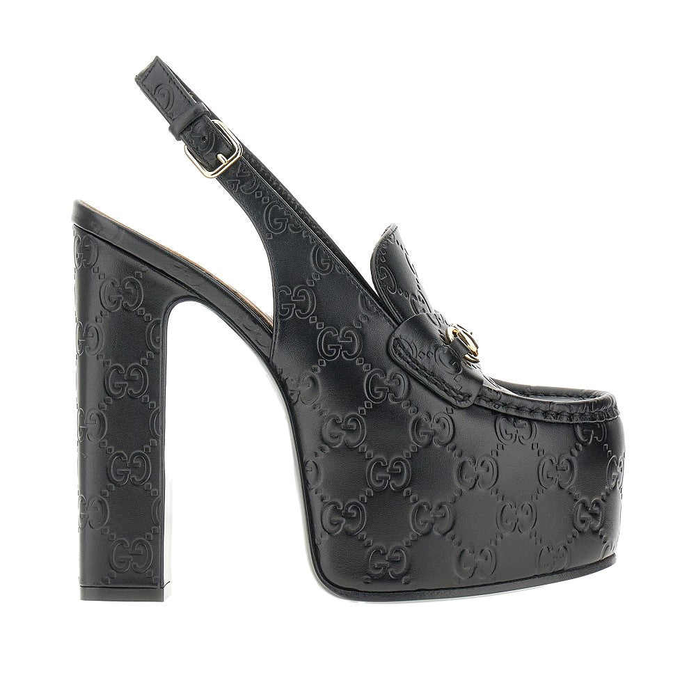 Mocassini slingback in pelle con plateau