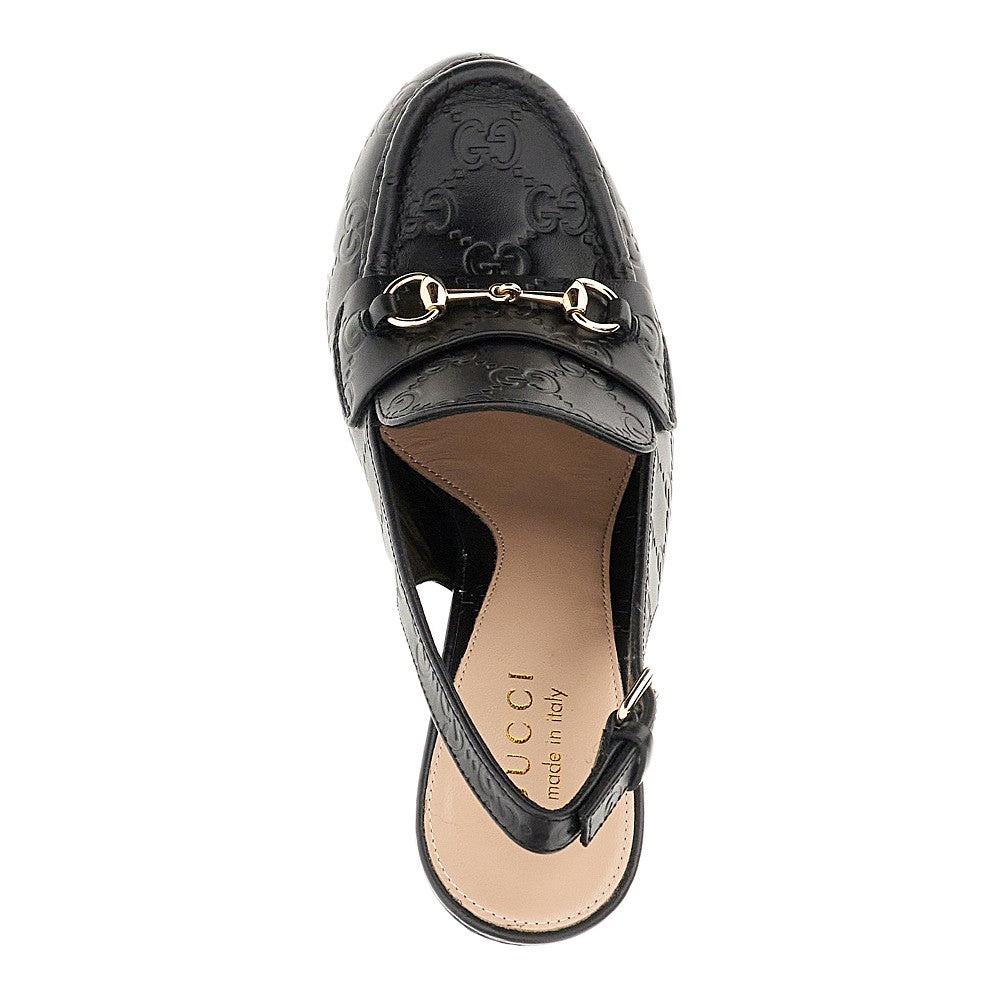 Mocassini slingback in pelle con plateau