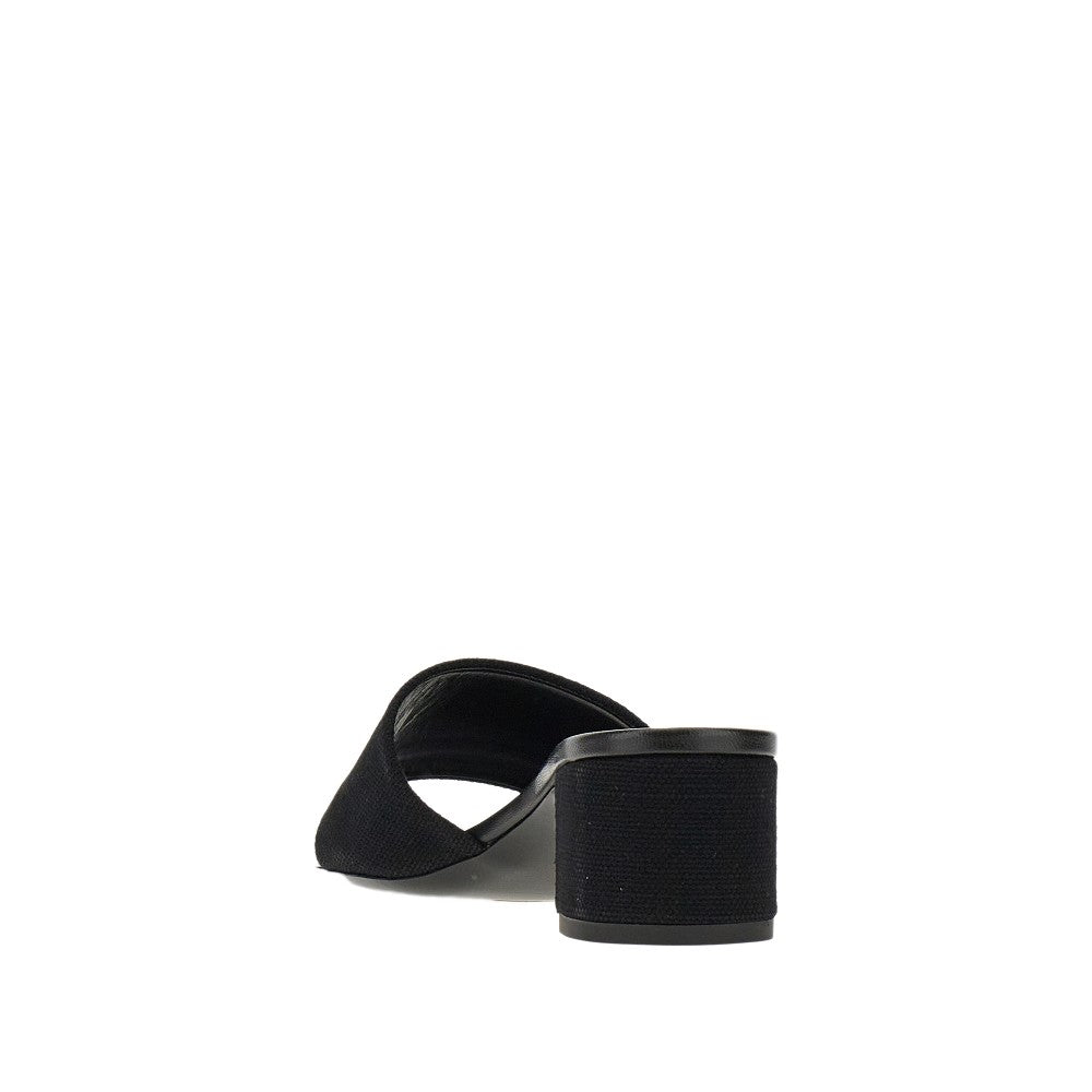 Canvas '4G' heeled mules