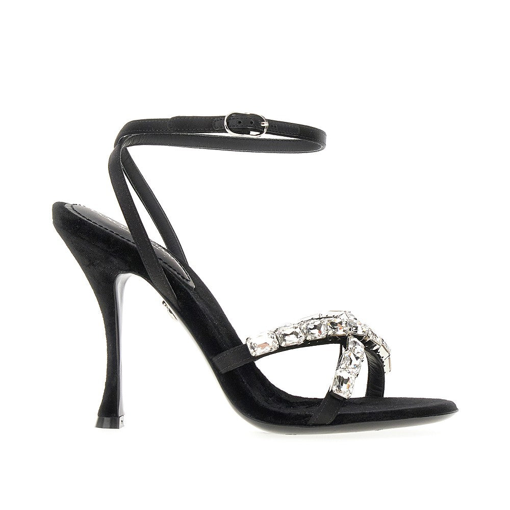 Satin sandals with crystals