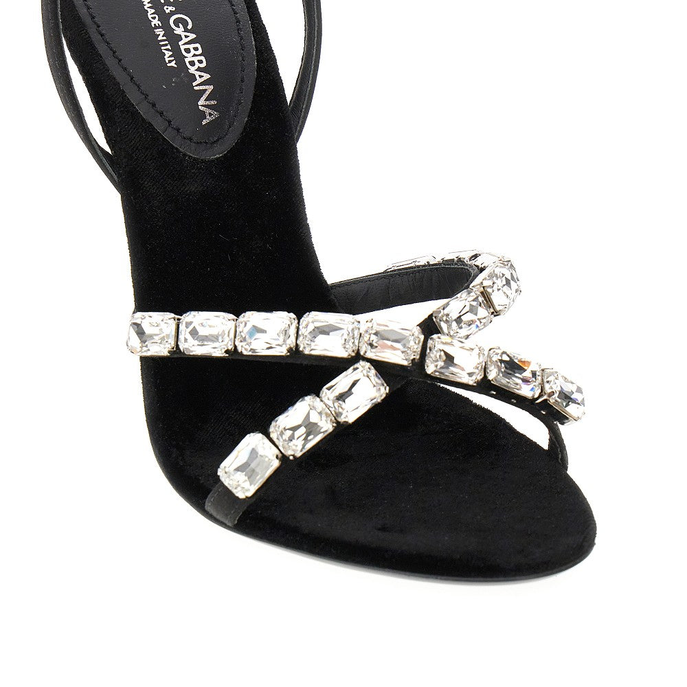 Satin sandals with crystals