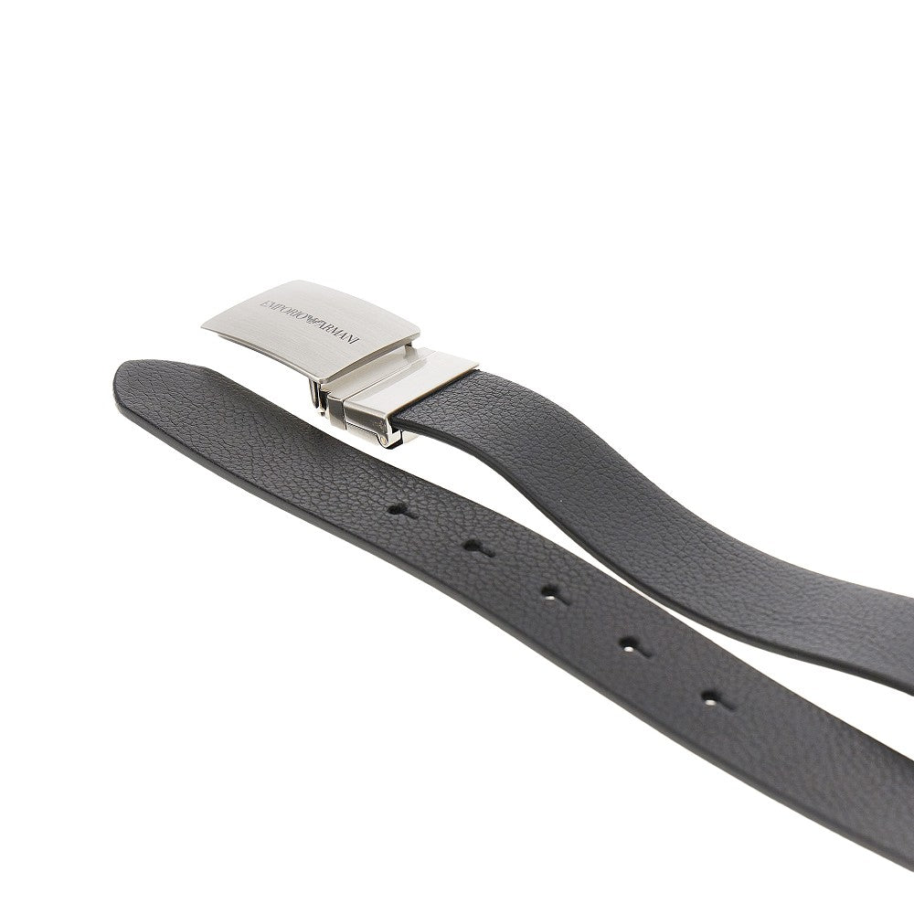 Grained leather reversible belt