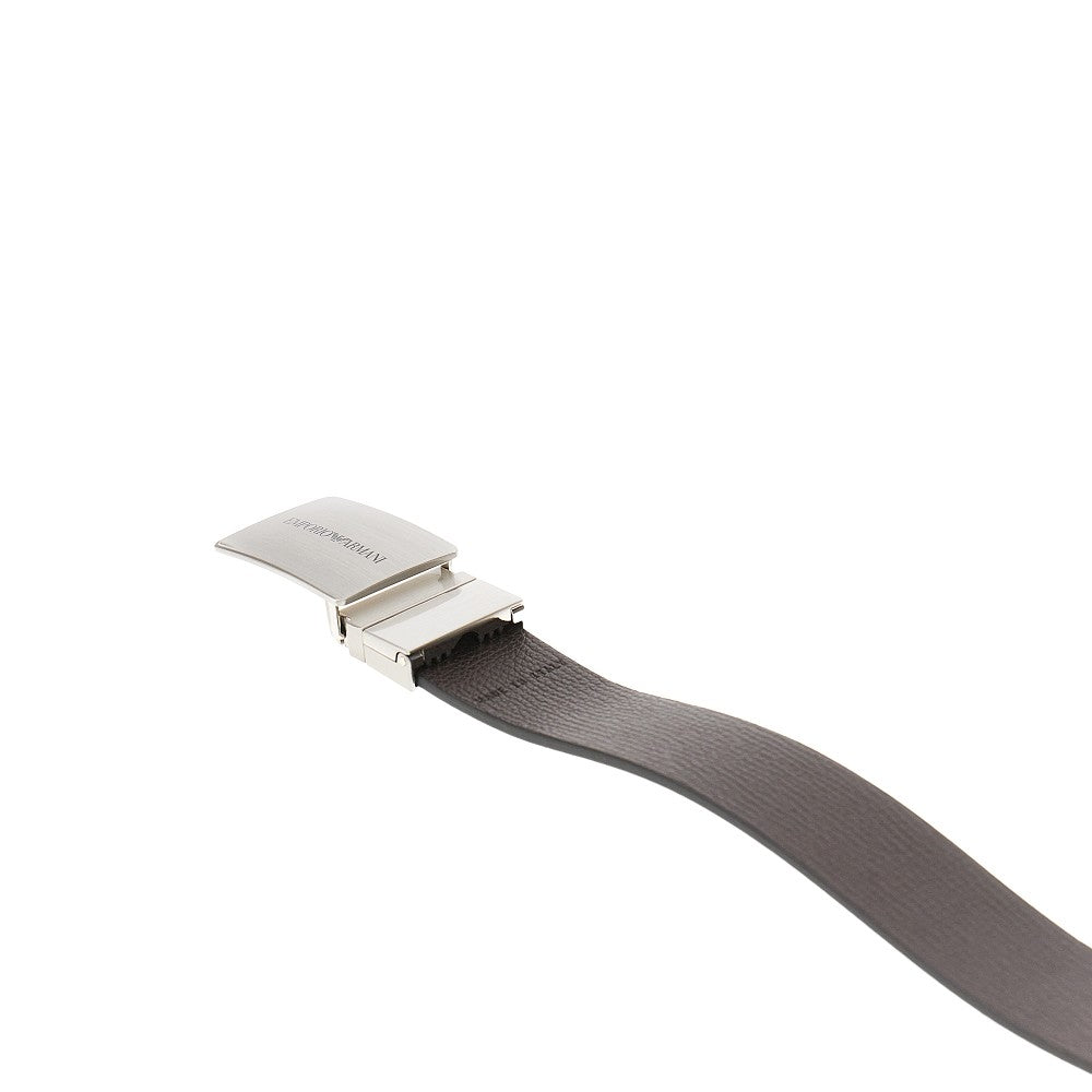 Grained leather reversible belt