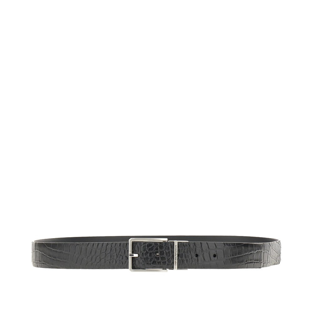 Croco-embossed leather belt