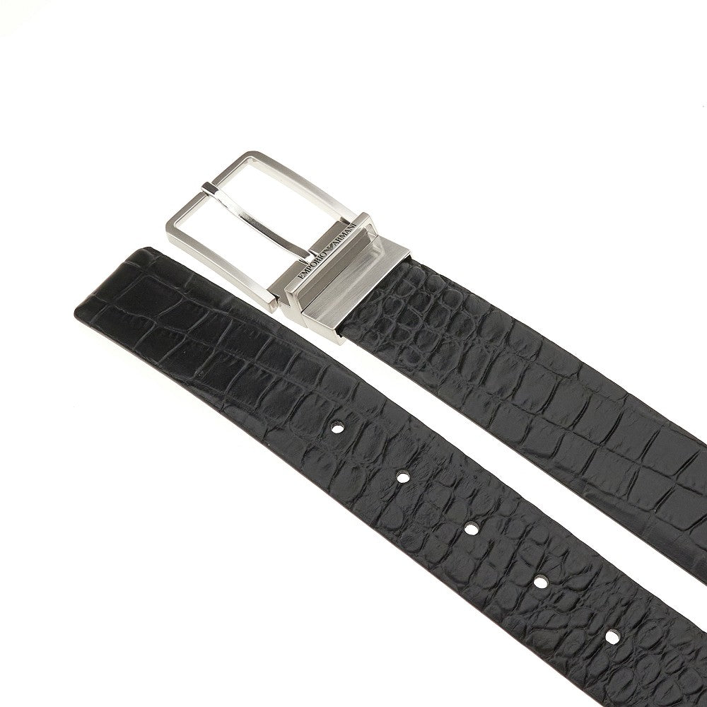 Croco-embossed leather belt