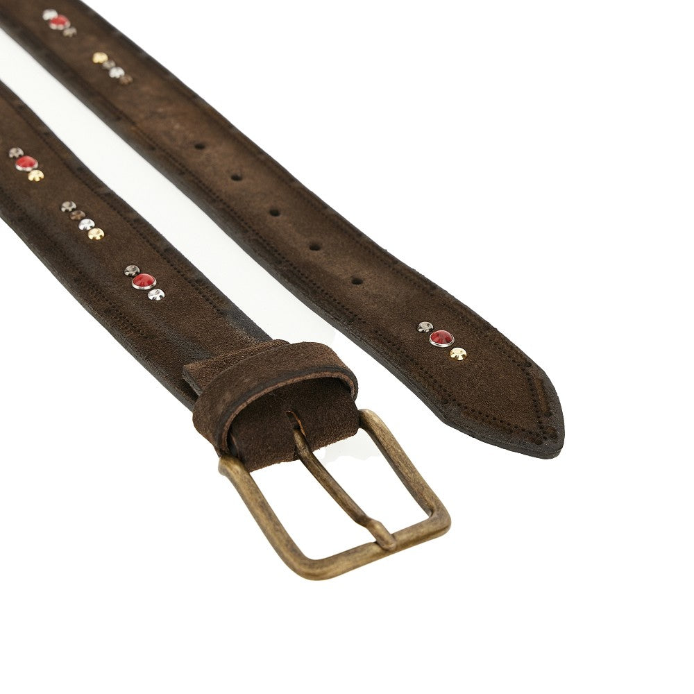Cintura in pelle scamosciata con borchie