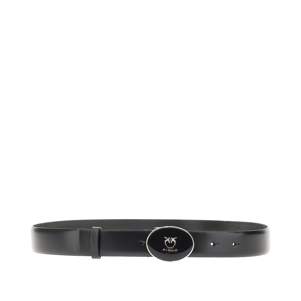 Leather belt with Love Birds buckle