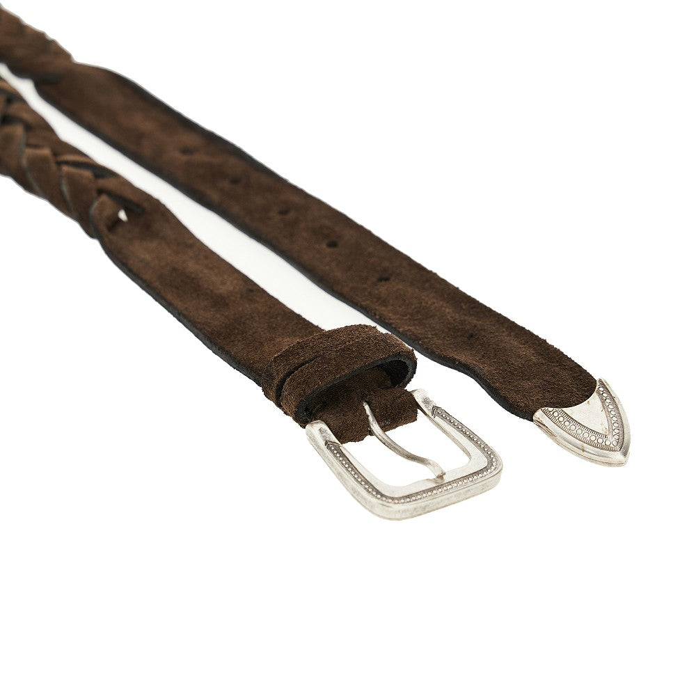 Cintura in pelle scamosciata intrecciata