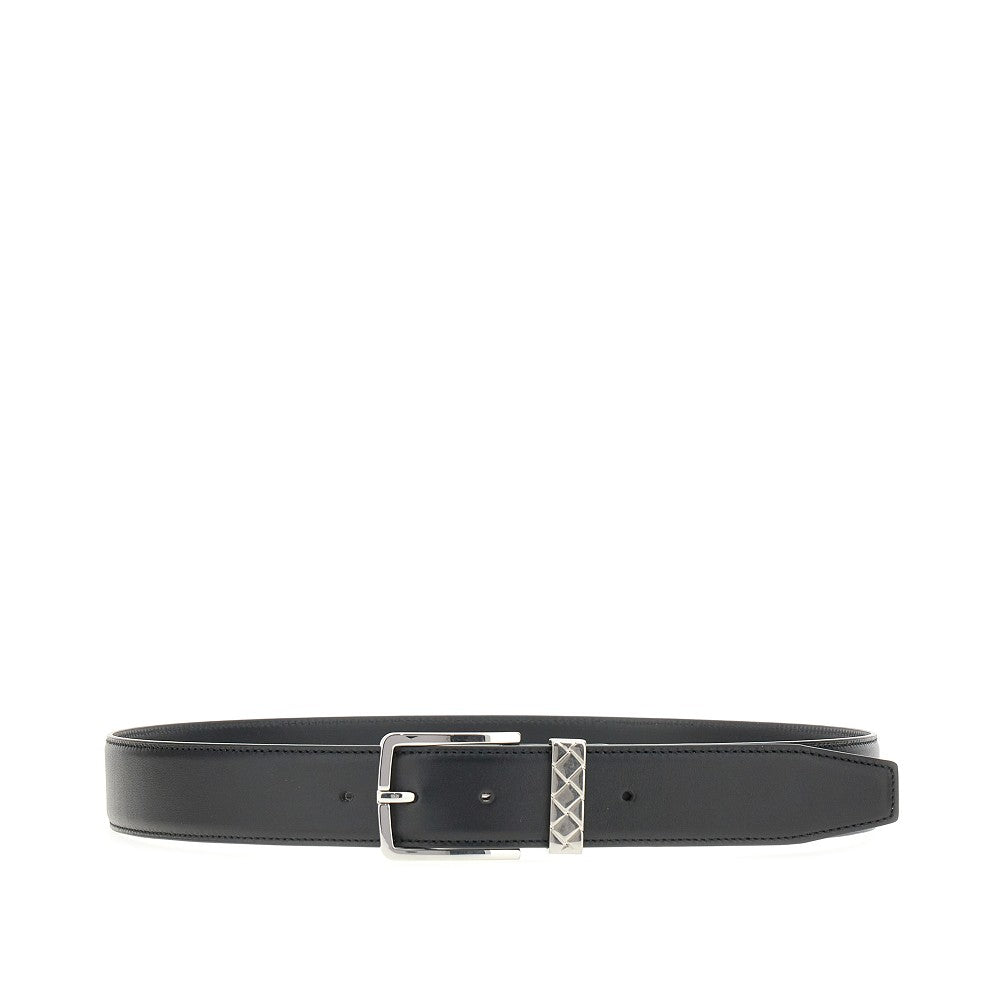 Leather belt with Intrecciato engraving