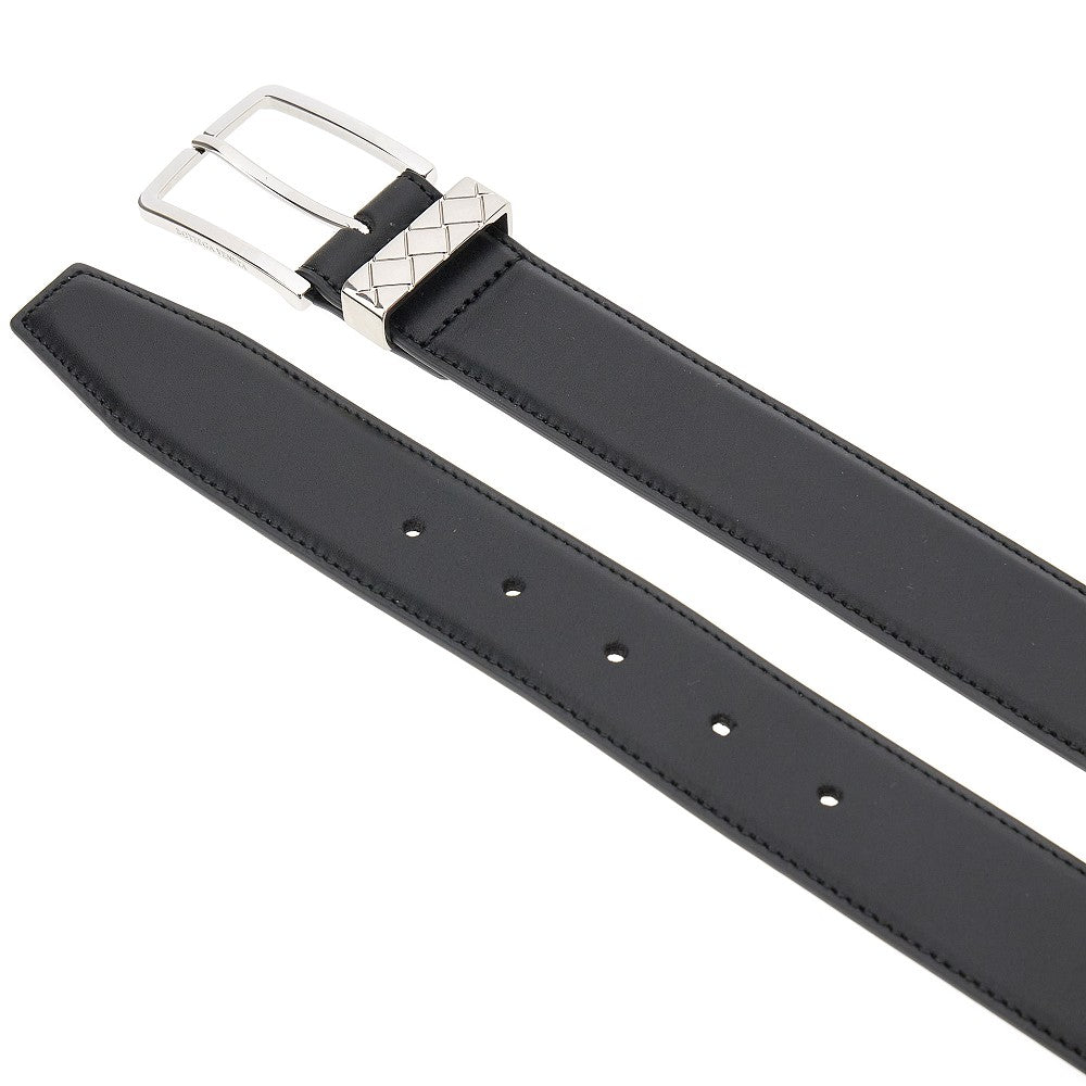 Leather belt with Intrecciato engraving