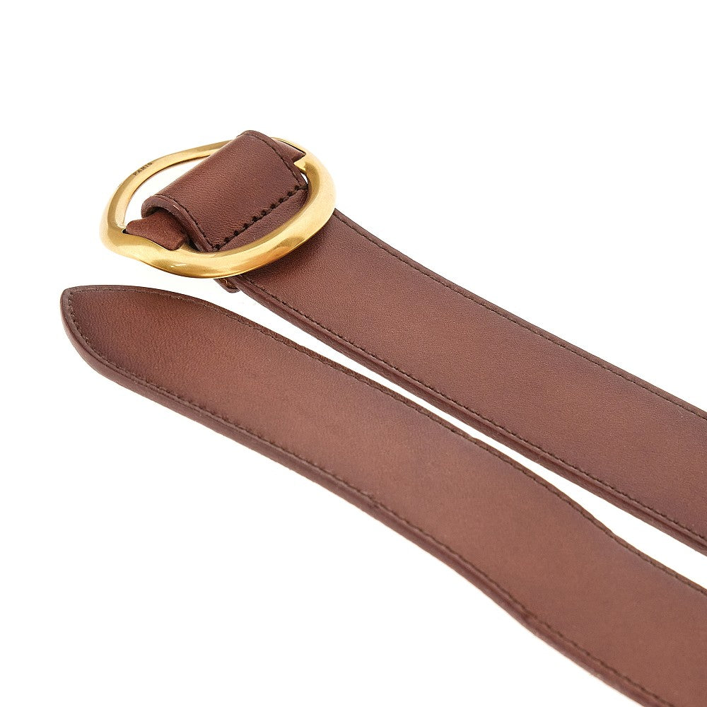 Leather belt with rounded buckle