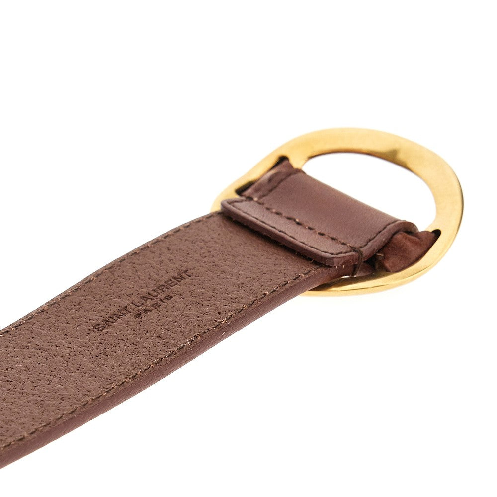 Leather belt with rounded buckle