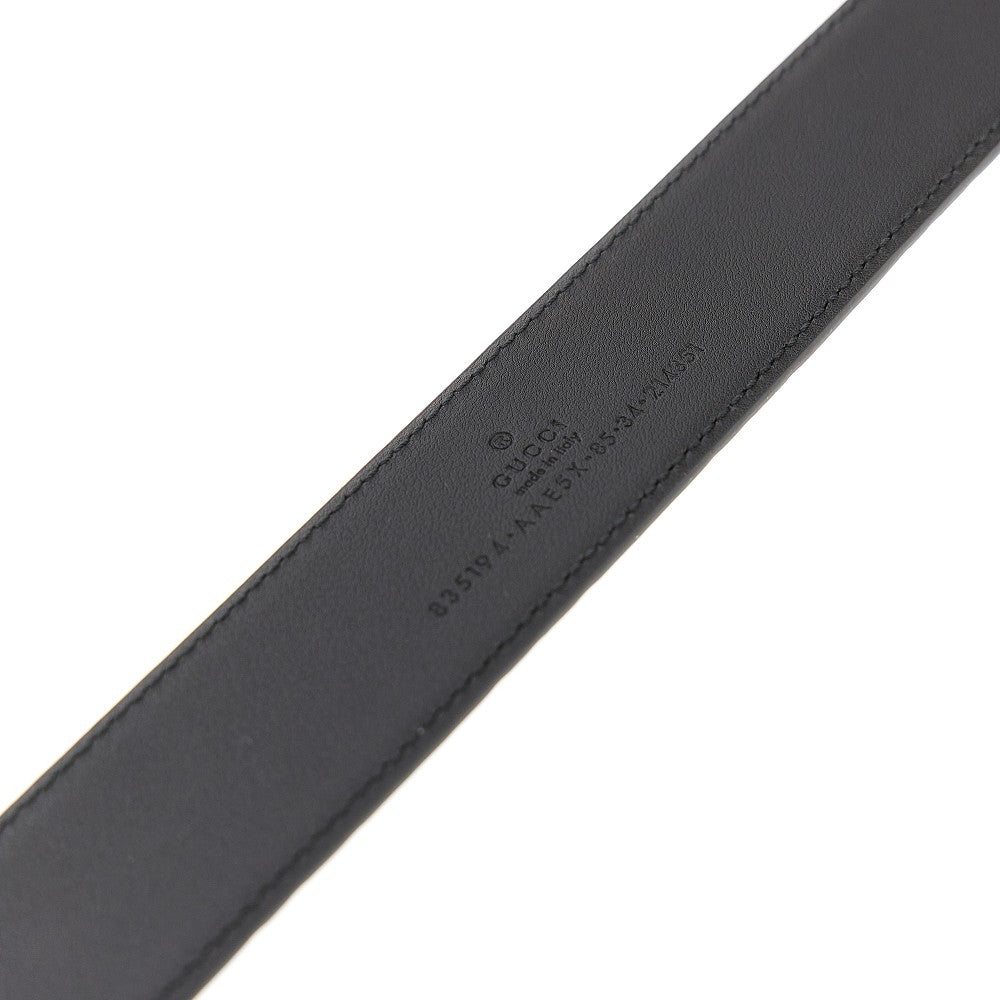 Grained leather belt with logo