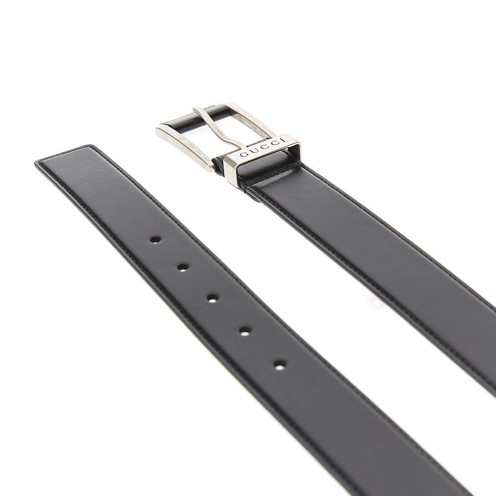Leather belt with logo