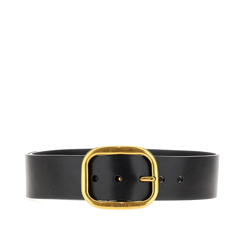 Leather belt with vintage buckle