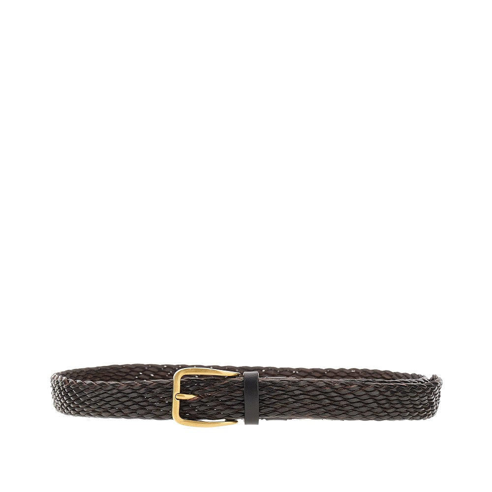 Woven leather belt