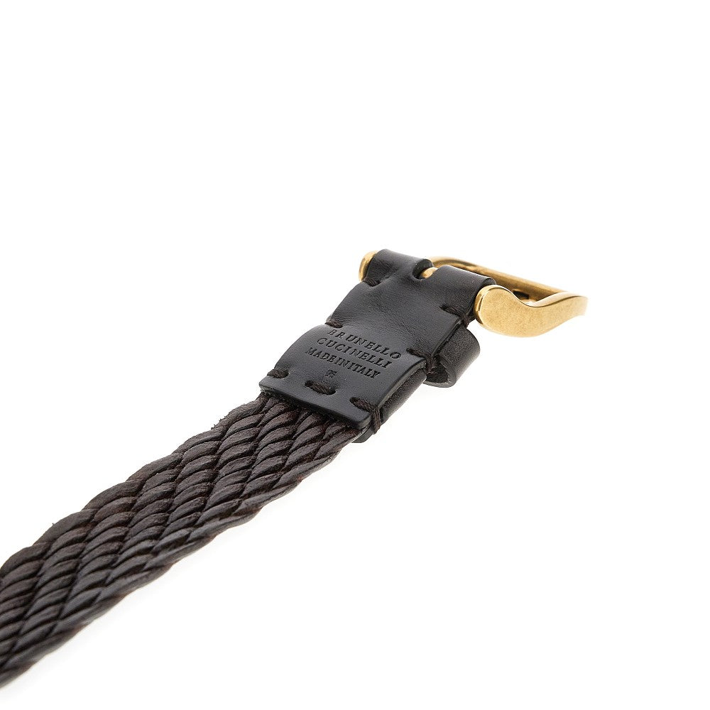 Woven leather belt