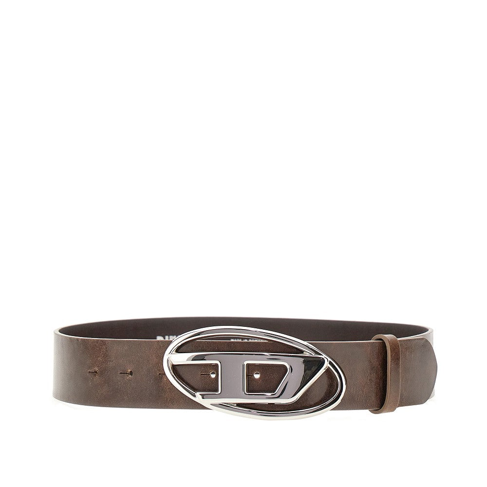 Cintura in pelle con logo 'Oval D'