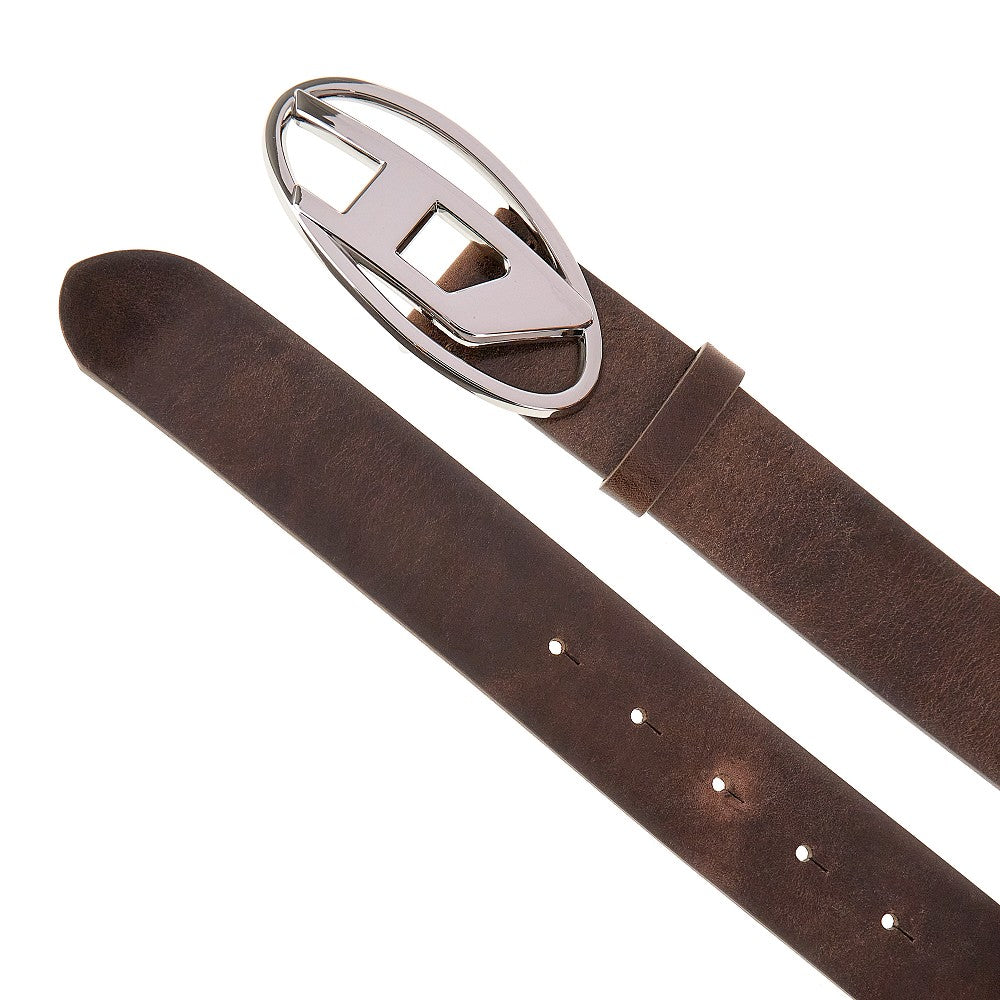 Cintura in pelle con logo 'Oval D'