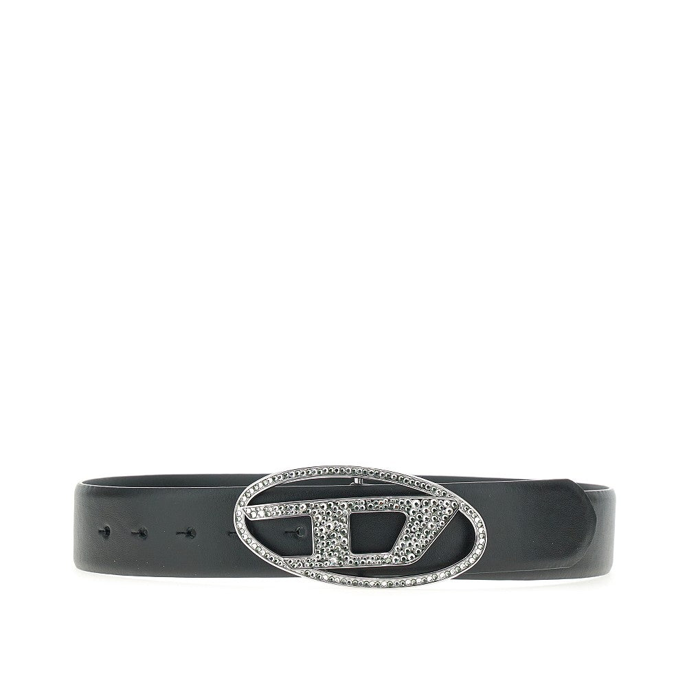 Cintura in pelle 'Oval D' con cristalli