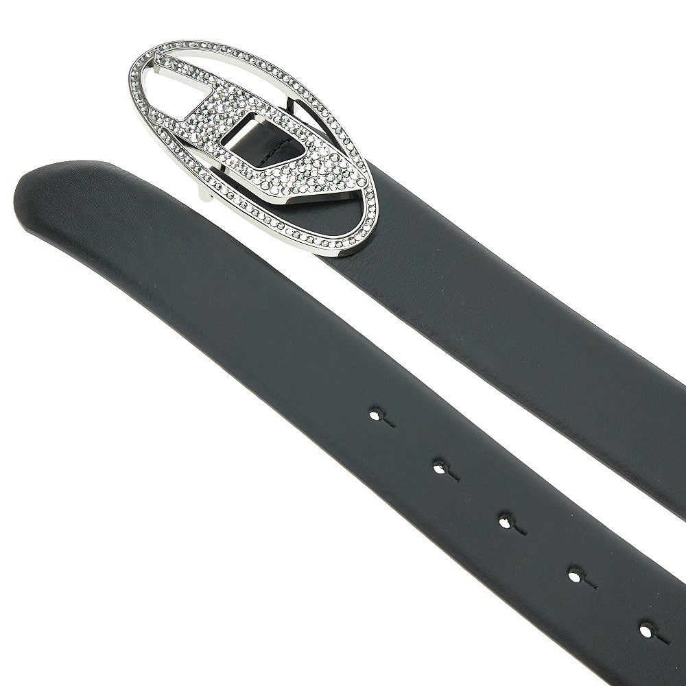 Cintura in pelle 'Oval D' con cristalli