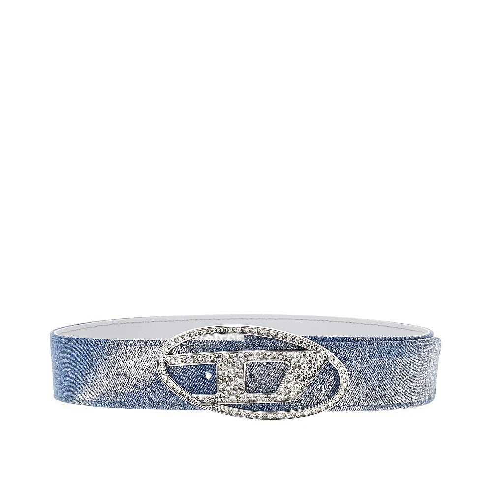 Cintura in denim 'Oval D' con cristalli