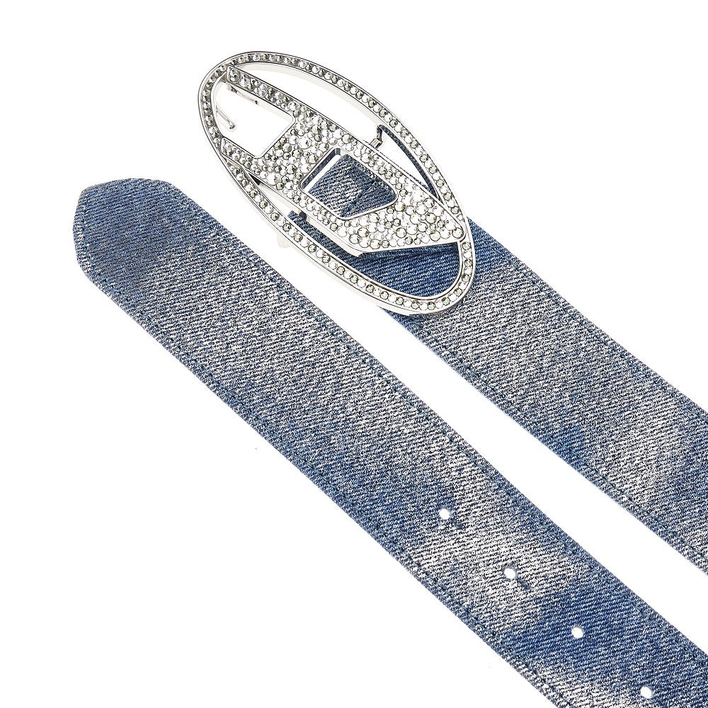 Cintura in denim 'Oval D' con cristalli