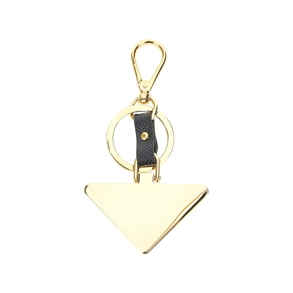 Portachiavi logo in pelle Saffiano