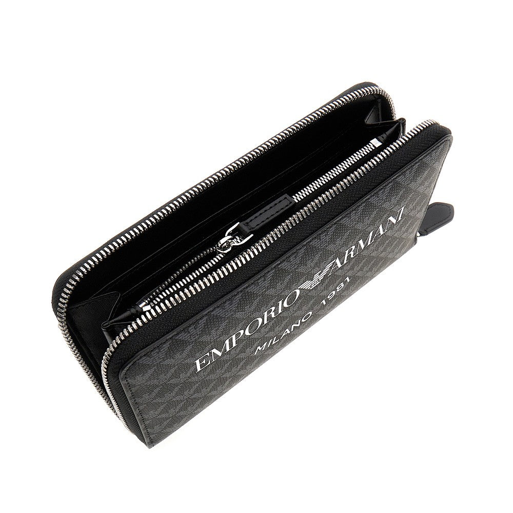 Faux leather zip-around wallet