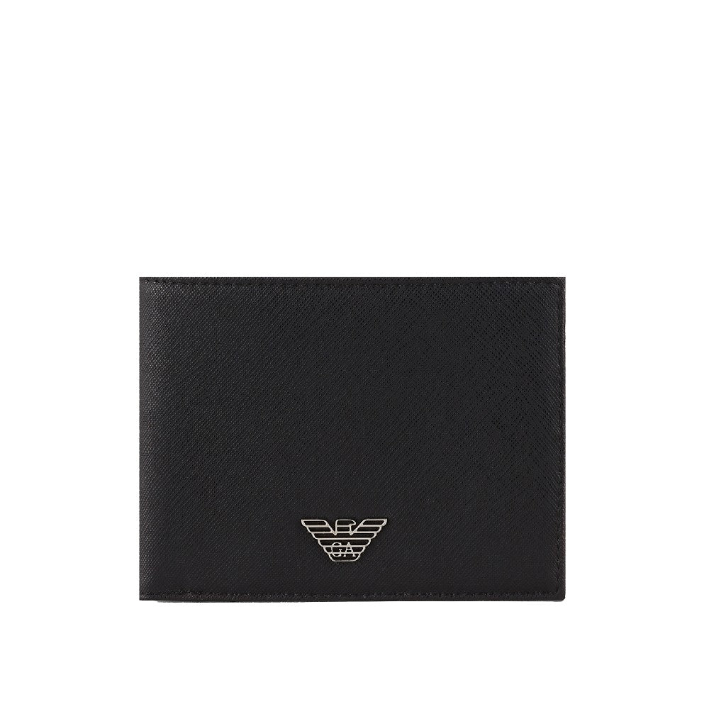 Portafoglio bi-fold in finta pelle Saffiano