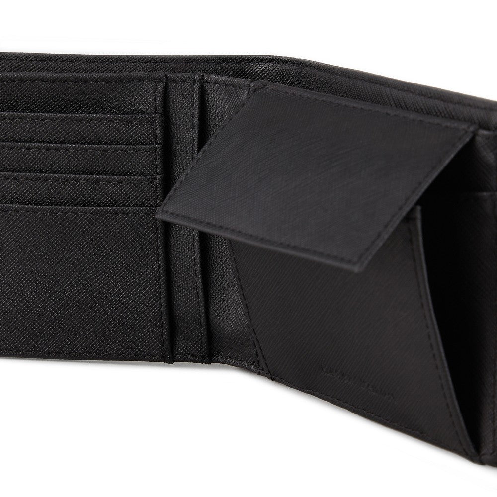 Portafoglio bi-fold in finta pelle Saffiano