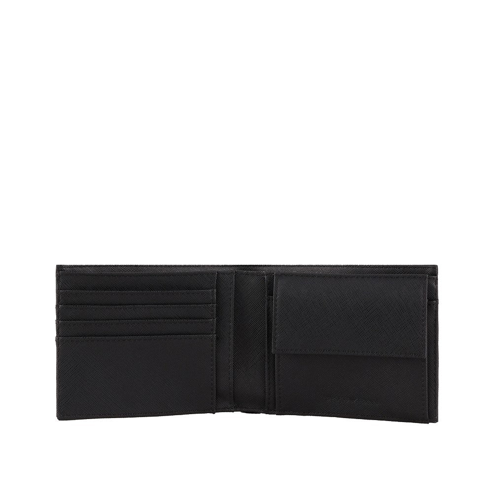 Portafoglio bi-fold in finta pelle Saffiano