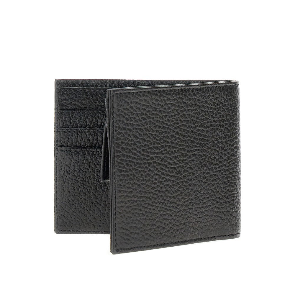 Grained leather bi-fold wallet